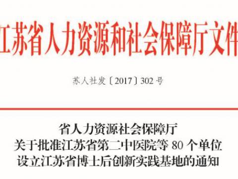 我公司被批准设立“江苏省博士后立异实践基地”